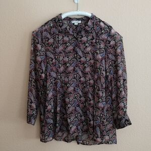 Simply Noelle Sheer Paisley Blouse     Size L/XL